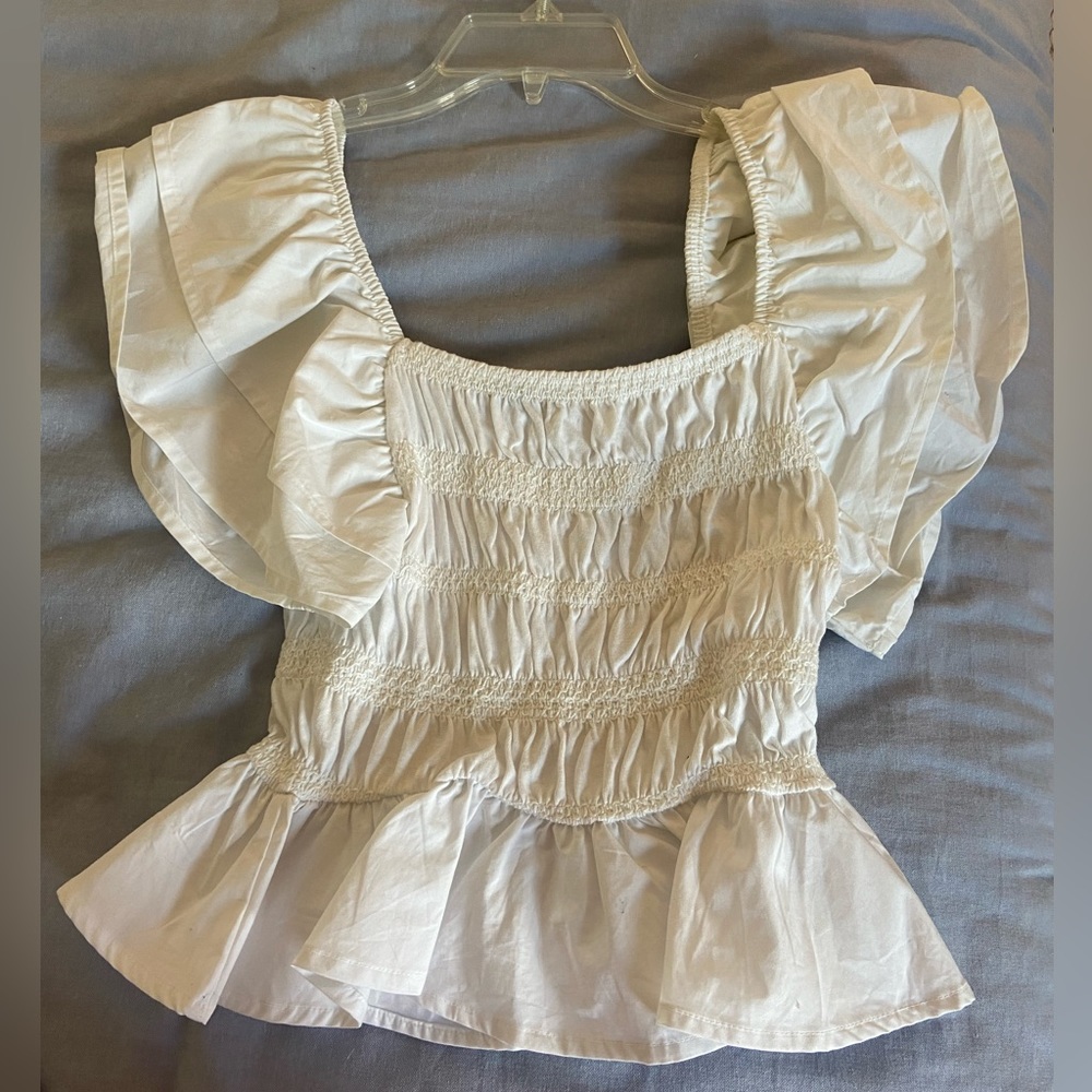 Zara white ruffle crop top